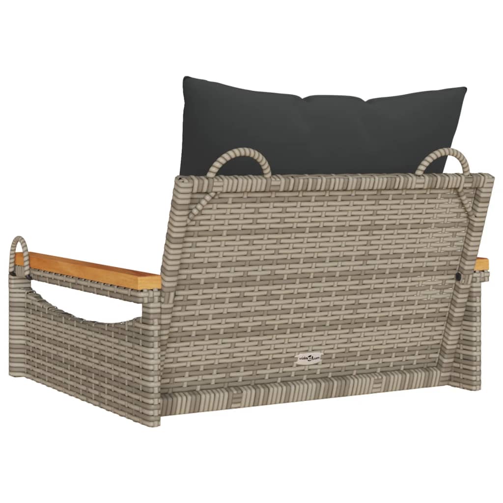 Schommelbank met kussens 63x62x40 cm poly rattan grijs is nu te koop bij PeponiXL, paradijselijk wonen!
