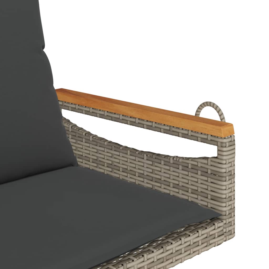 Schommelbank met kussens 63x62x40 cm poly rattan grijs is nu te koop bij PeponiXL, paradijselijk wonen!