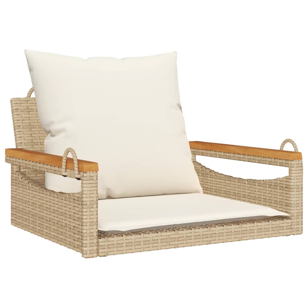 Schommelbank met kussens 63x62x40 cm poly rattan beige is nu te koop bij PeponiXL, paradijselijk wonen!
