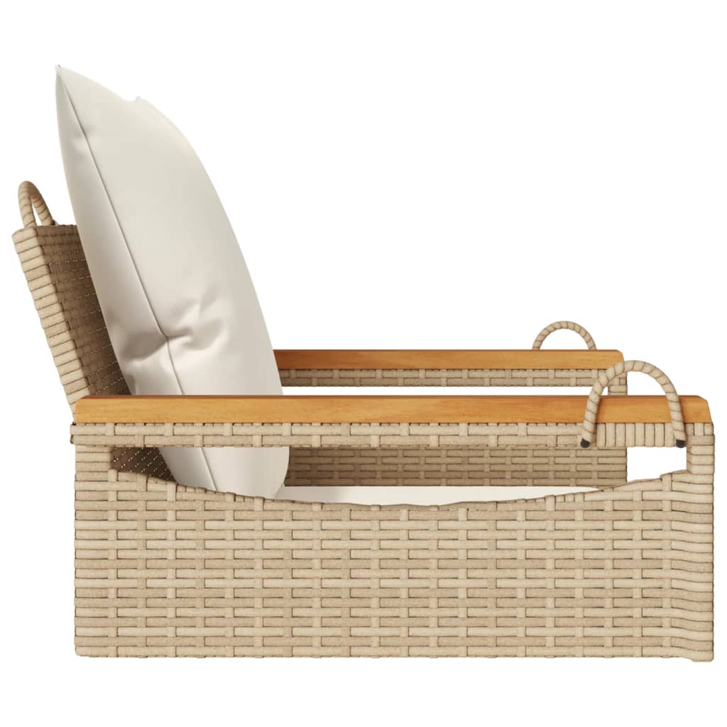 Schommelbank met kussens 63x62x40 cm poly rattan beige is nu te koop bij PeponiXL, paradijselijk wonen!