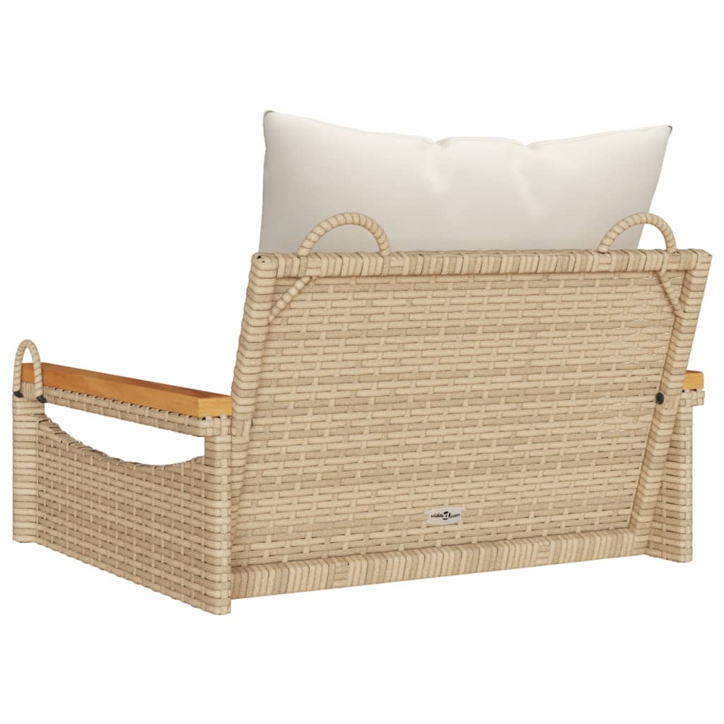 Schommelbank met kussens 63x62x40 cm poly rattan beige is nu te koop bij PeponiXL, paradijselijk wonen!