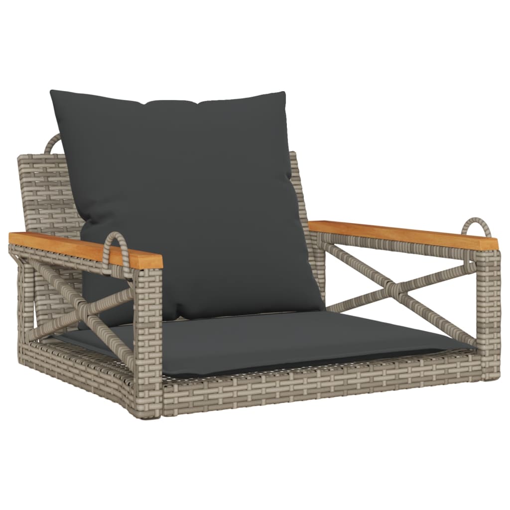 Schommelbank met kussens 63x62x40 cm poly rattan grijs is nu te koop bij PeponiXL, paradijselijk wonen!