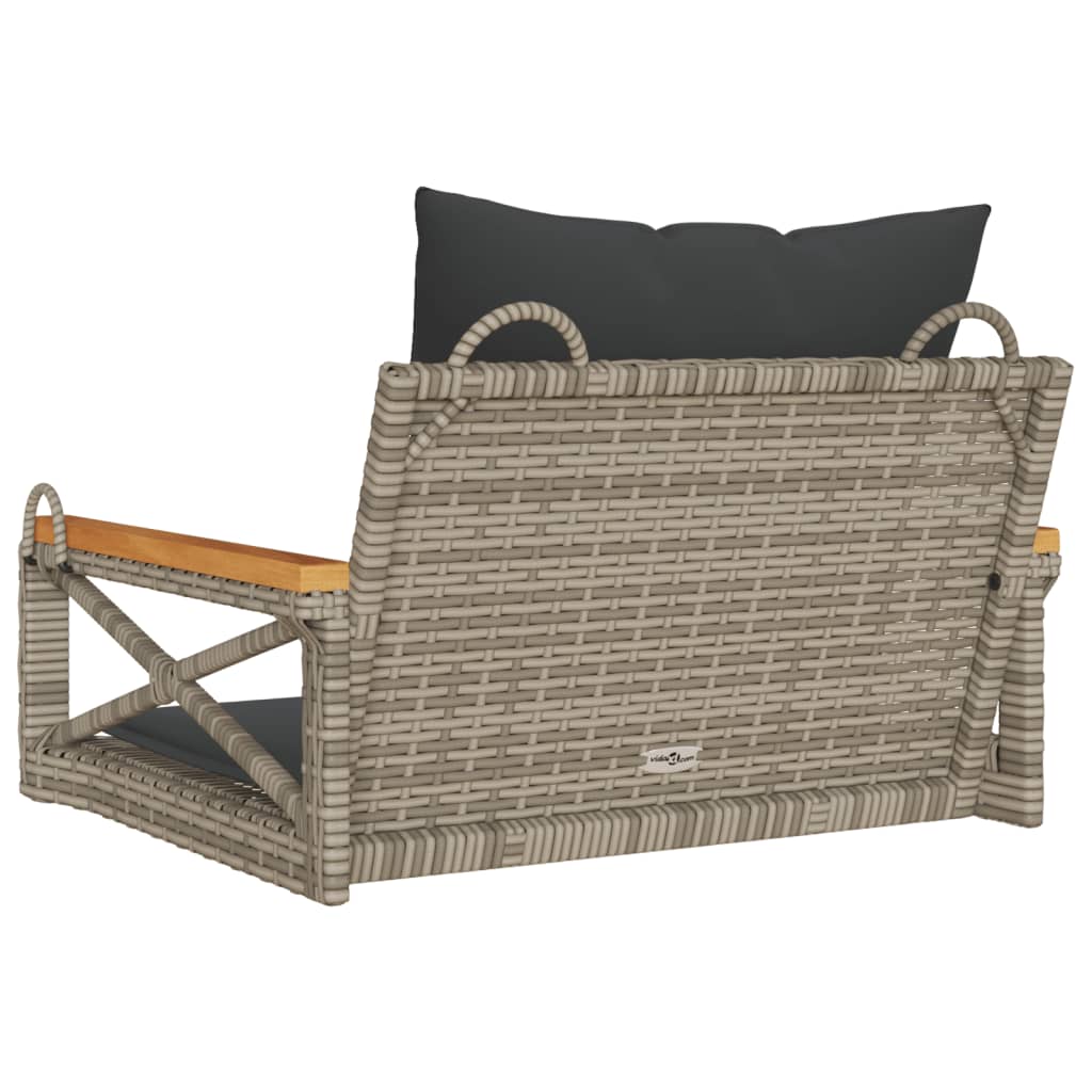 Schommelbank met kussens 63x62x40 cm poly rattan grijs is nu te koop bij PeponiXL, paradijselijk wonen!