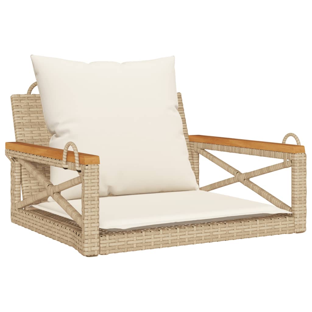Schommelbank met kussens 63x62x40 cm poly rattan beige is nu te koop bij PeponiXL, paradijselijk wonen!