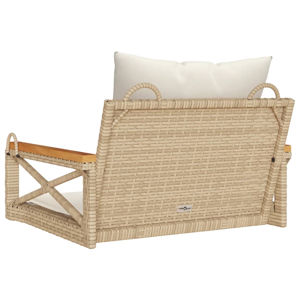Schommelbank met kussens 63x62x40 cm poly rattan beige is nu te koop bij PeponiXL, paradijselijk wonen!