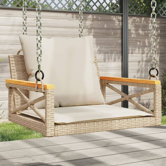 Schommelbank met kussens 63x62x40 cm poly rattan beige is nu te koop bij PeponiXL, paradijselijk wonen!
