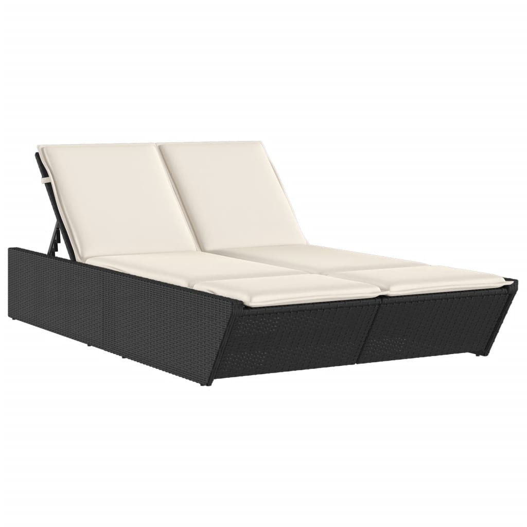 Ligbed 2-persoons met kussens poly rattan zwart is nu te koop bij PeponiXL, paradijselijk wonen!