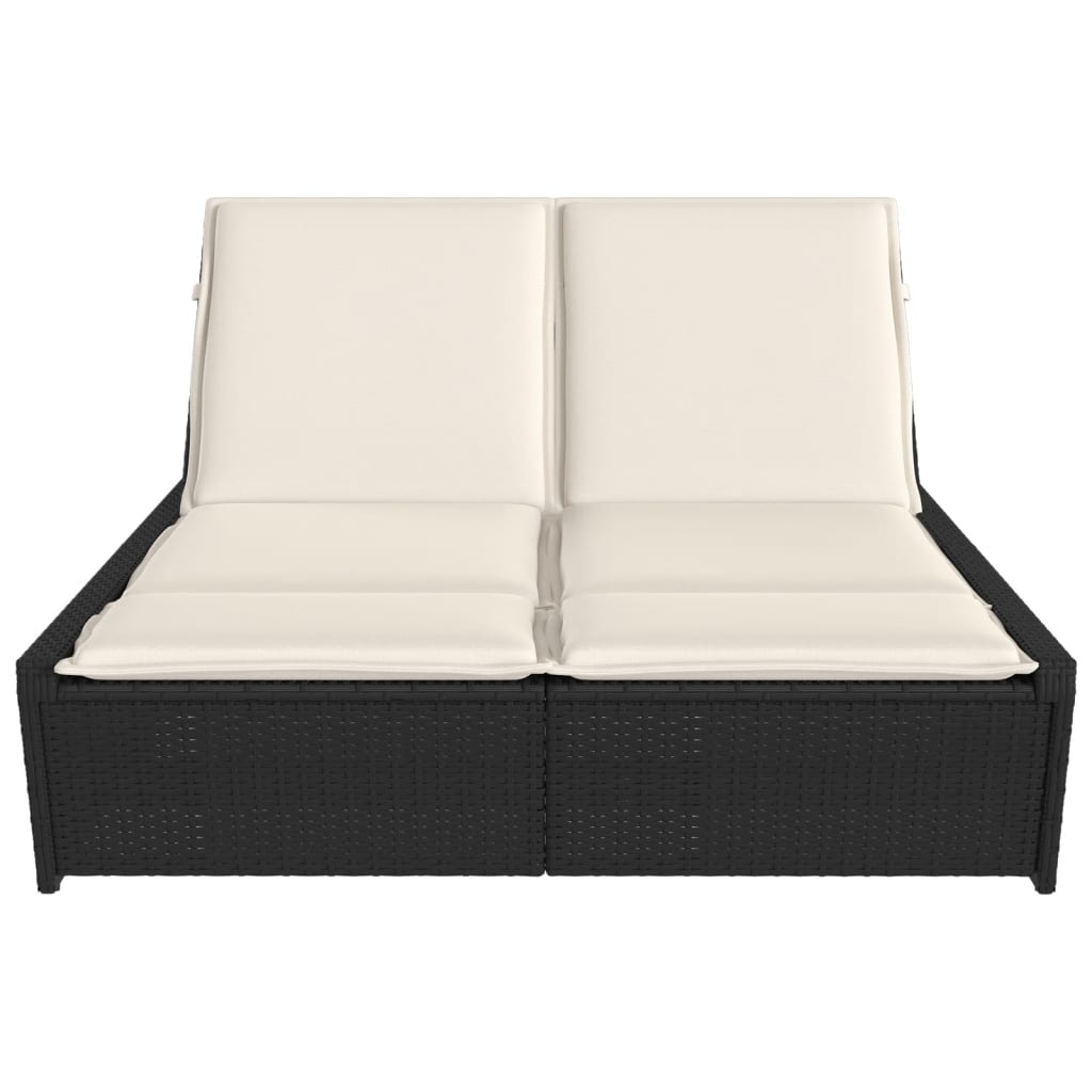 Ligbed 2-persoons met kussens poly rattan zwart is nu te koop bij PeponiXL, paradijselijk wonen!