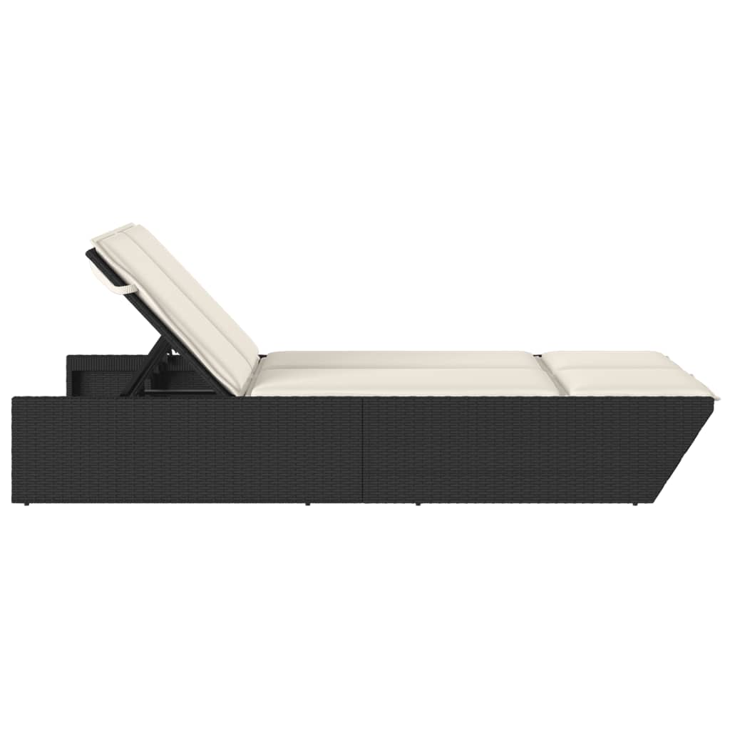 Ligbed 2-persoons met kussens poly rattan zwart is nu te koop bij PeponiXL, paradijselijk wonen!