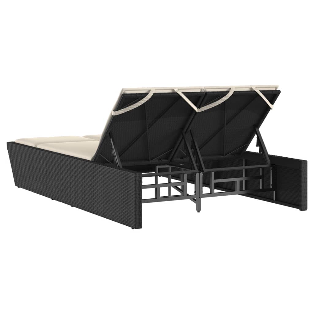 Ligbed 2-persoons met kussens poly rattan zwart is nu te koop bij PeponiXL, paradijselijk wonen!