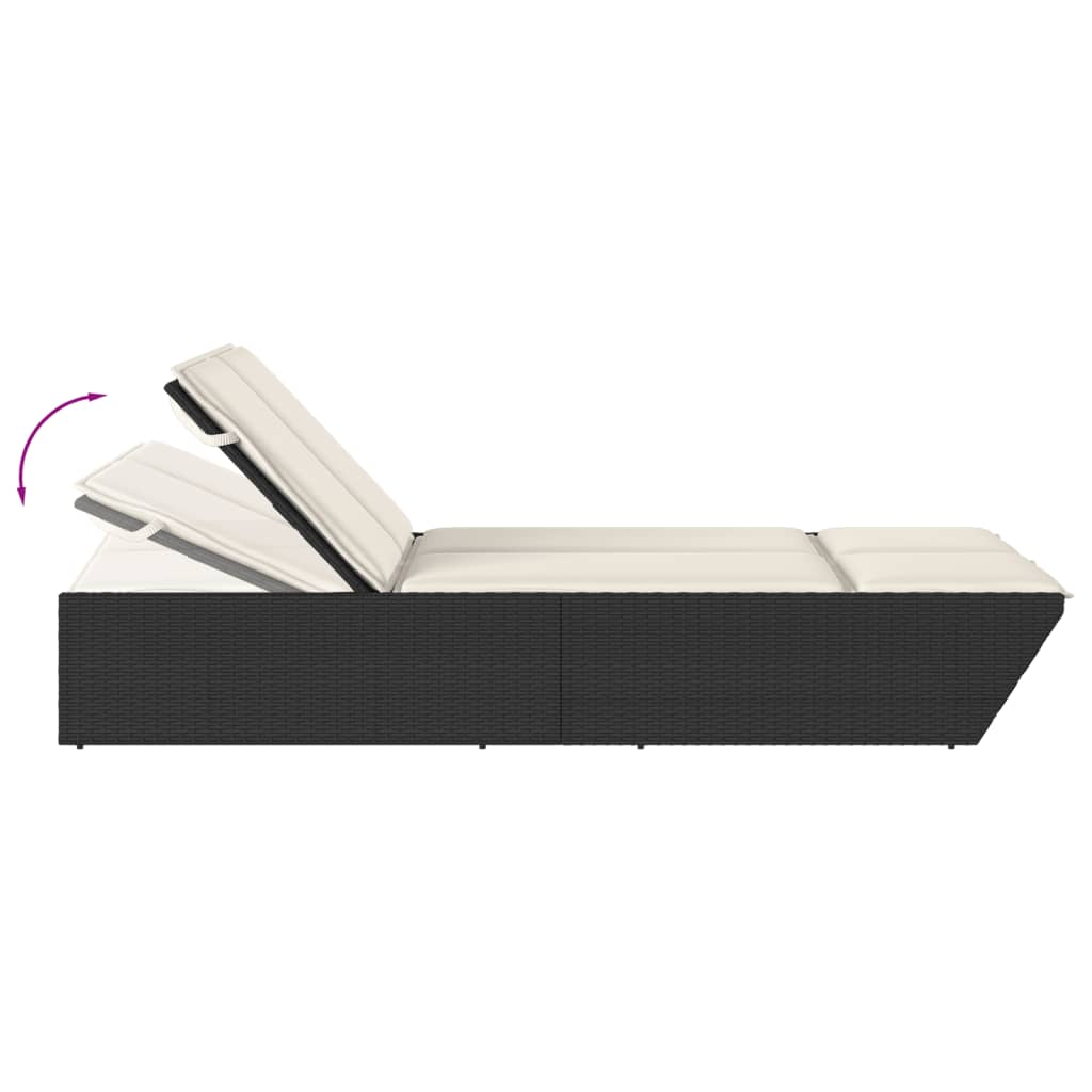 Ligbed 2-persoons met kussens poly rattan zwart is nu te koop bij PeponiXL, paradijselijk wonen!