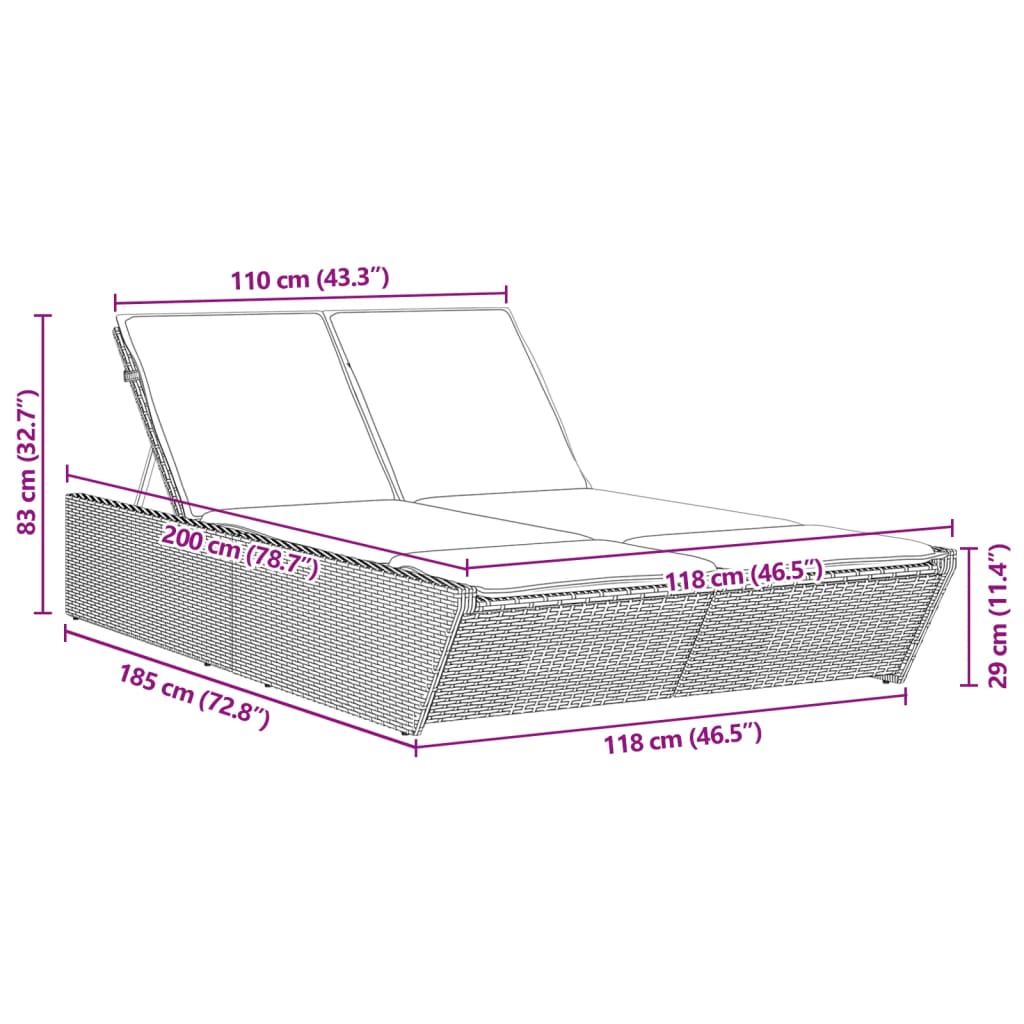 Ligbed 2-persoons met kussens poly rattan zwart is nu te koop bij PeponiXL, paradijselijk wonen!