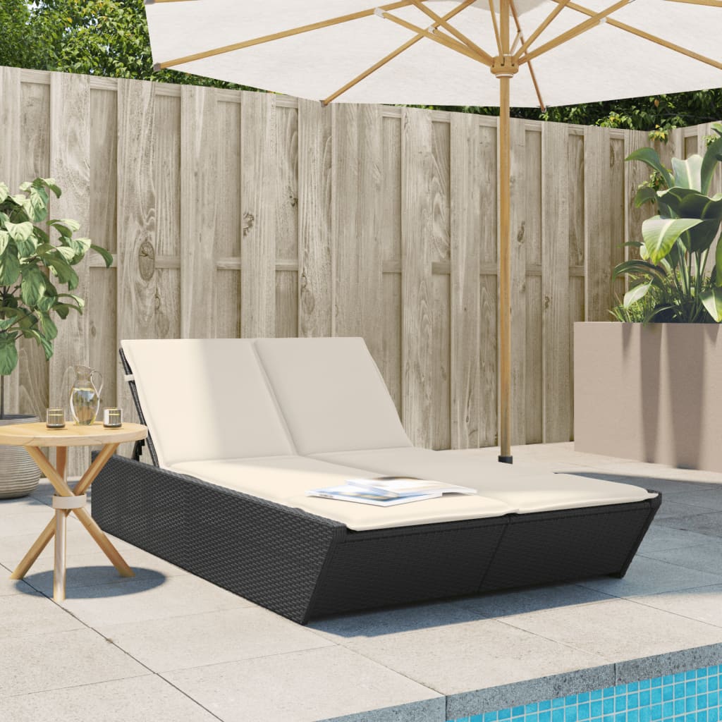Ligbed 2-persoons met kussens poly rattan zwart is nu te koop bij PeponiXL, paradijselijk wonen!