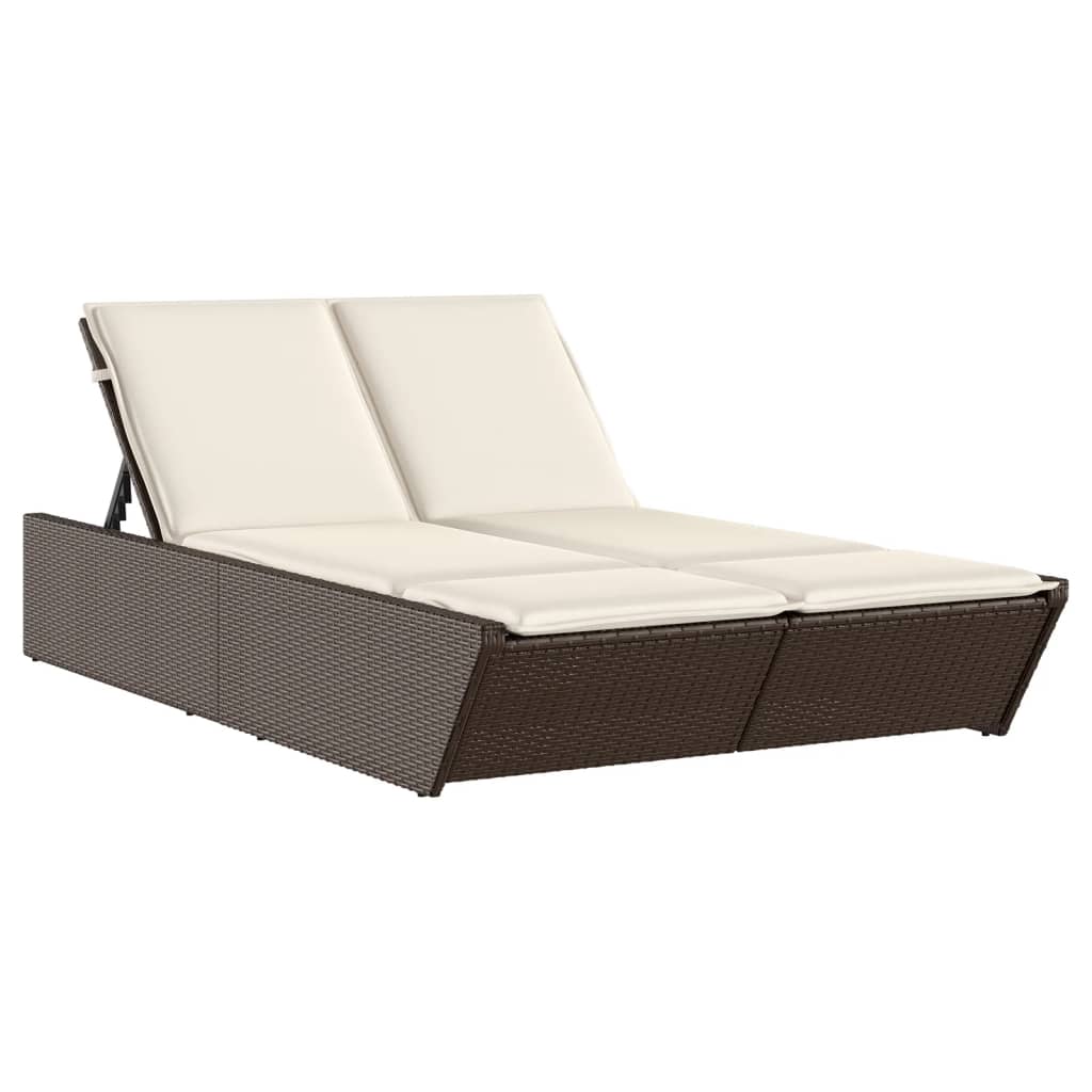Ligbed 2-persoons met kussens poly rattan bruin is nu te koop bij PeponiXL, paradijselijk wonen!