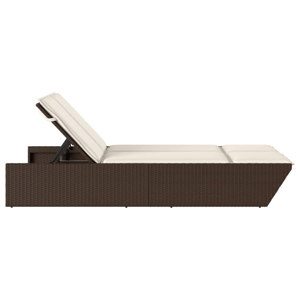 Ligbed 2-persoons met kussens poly rattan bruin is nu te koop bij PeponiXL, paradijselijk wonen!