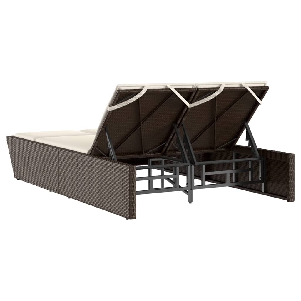 Ligbed 2-persoons met kussens poly rattan bruin is nu te koop bij PeponiXL, paradijselijk wonen!