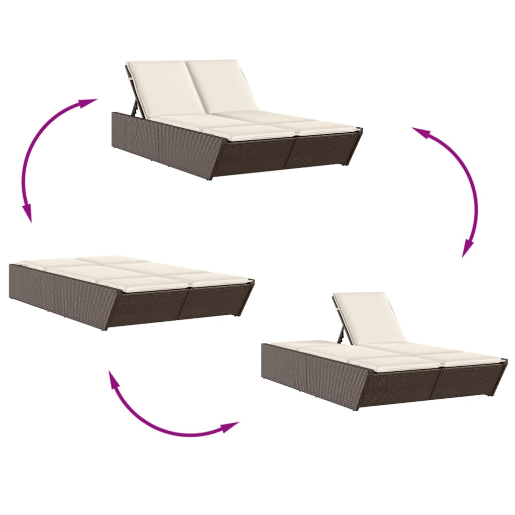 Ligbed 2-persoons met kussens poly rattan bruin is nu te koop bij PeponiXL, paradijselijk wonen!