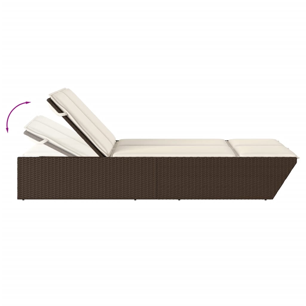 Ligbed 2-persoons met kussens poly rattan bruin is nu te koop bij PeponiXL, paradijselijk wonen!