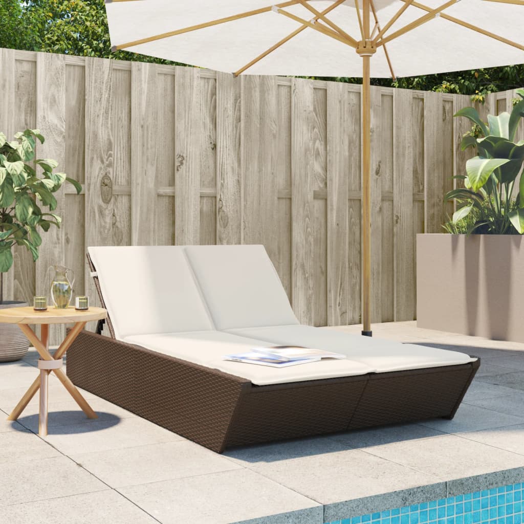 Ligbed 2-persoons met kussens poly rattan bruin is nu te koop bij PeponiXL, paradijselijk wonen!
