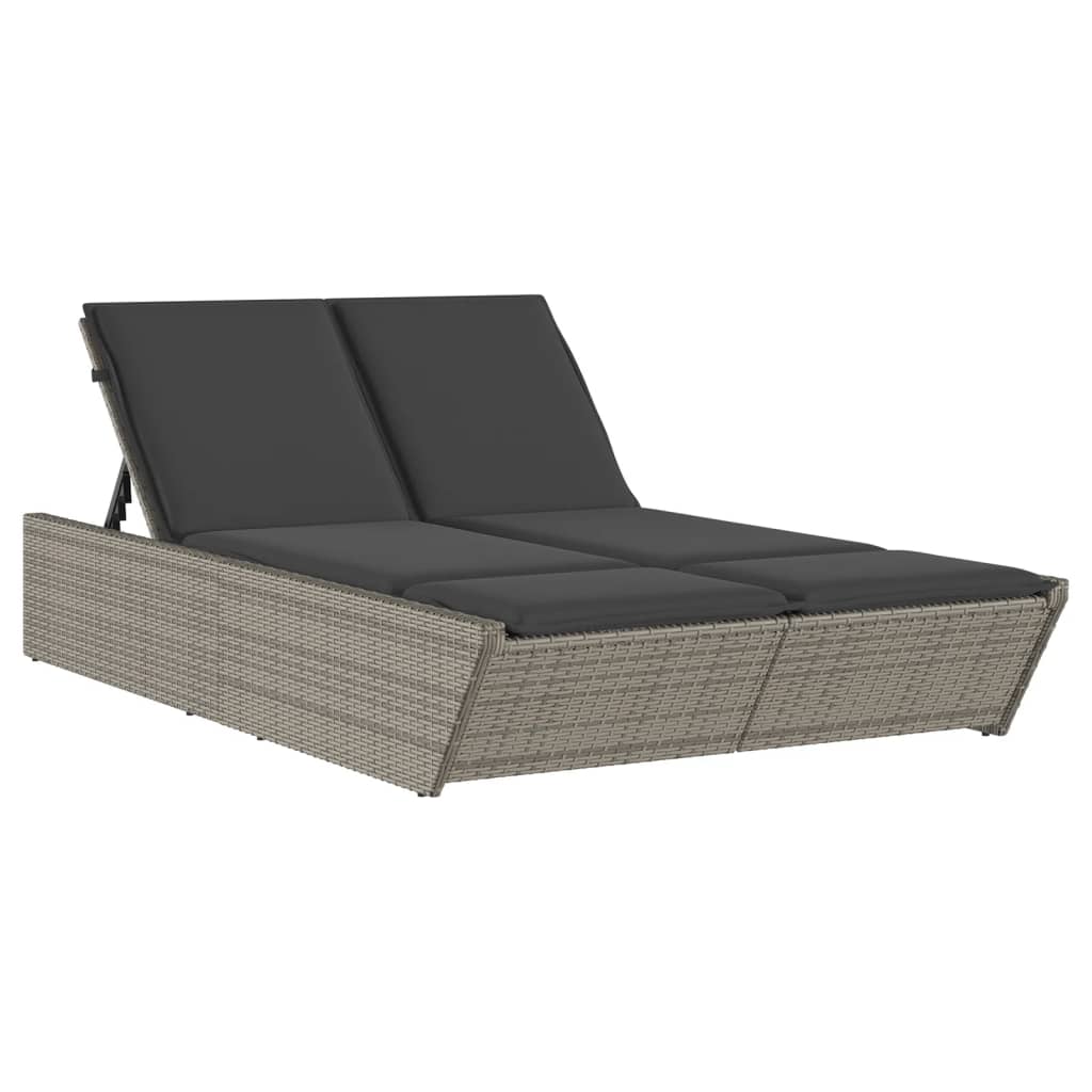 Ligbed 2-persoons met kussens poly rattan grijs is nu te koop bij PeponiXL, paradijselijk wonen!