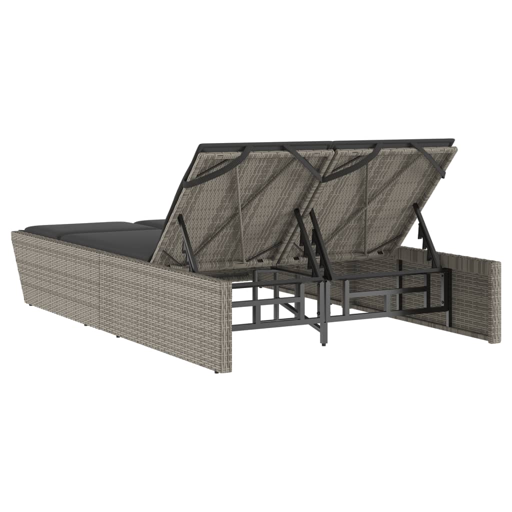 Ligbed 2-persoons met kussens poly rattan grijs is nu te koop bij PeponiXL, paradijselijk wonen!