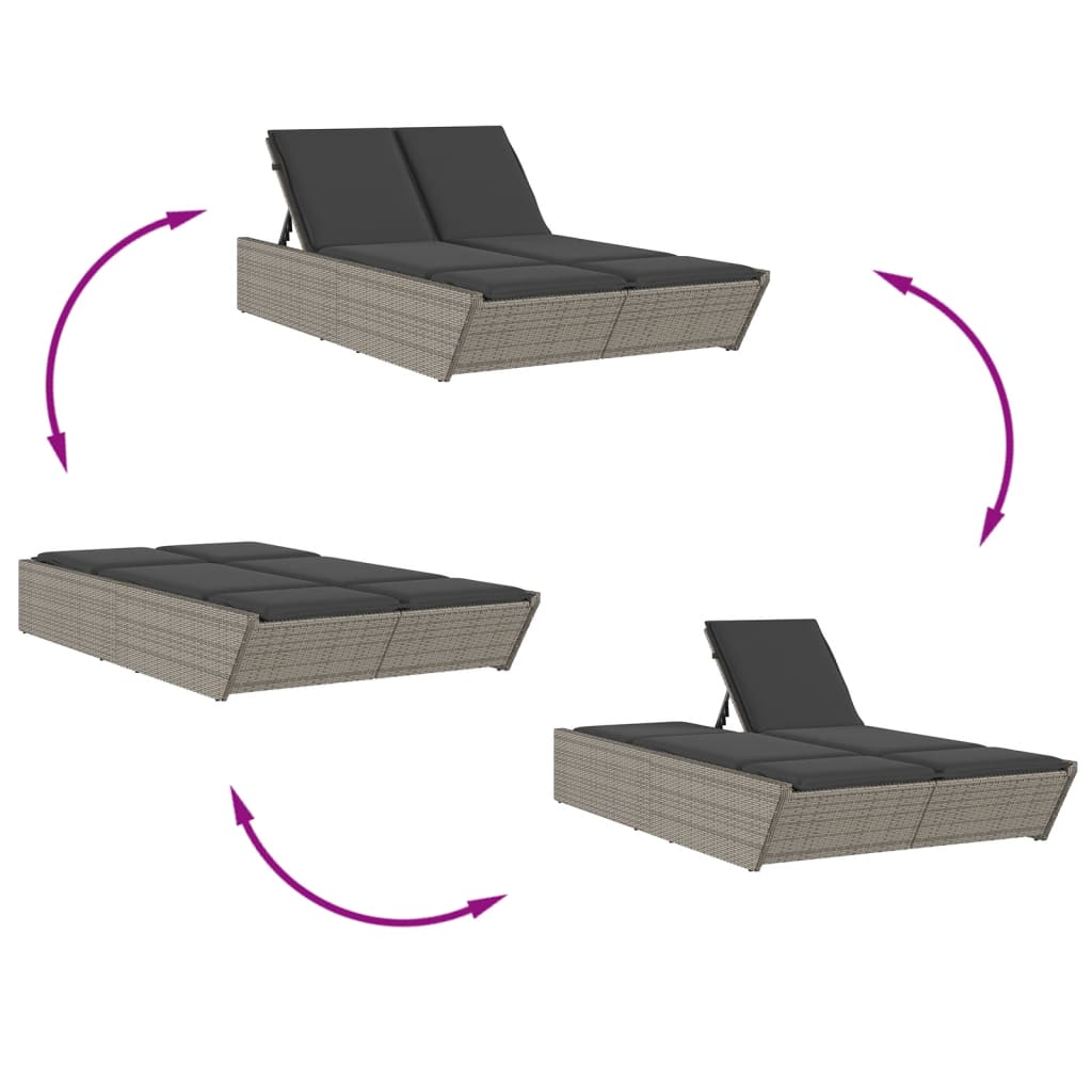 Ligbed 2-persoons met kussens poly rattan grijs is nu te koop bij PeponiXL, paradijselijk wonen!