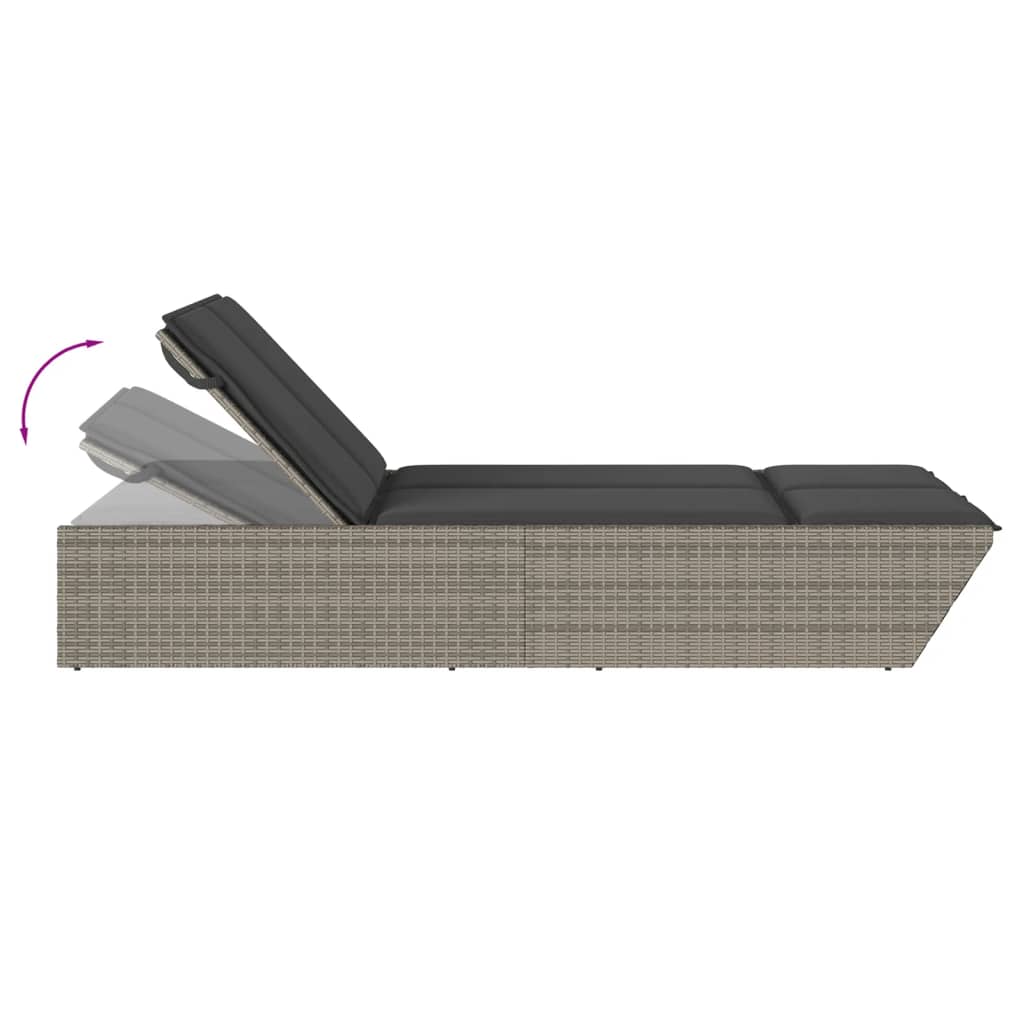 Ligbed 2-persoons met kussens poly rattan grijs is nu te koop bij PeponiXL, paradijselijk wonen!