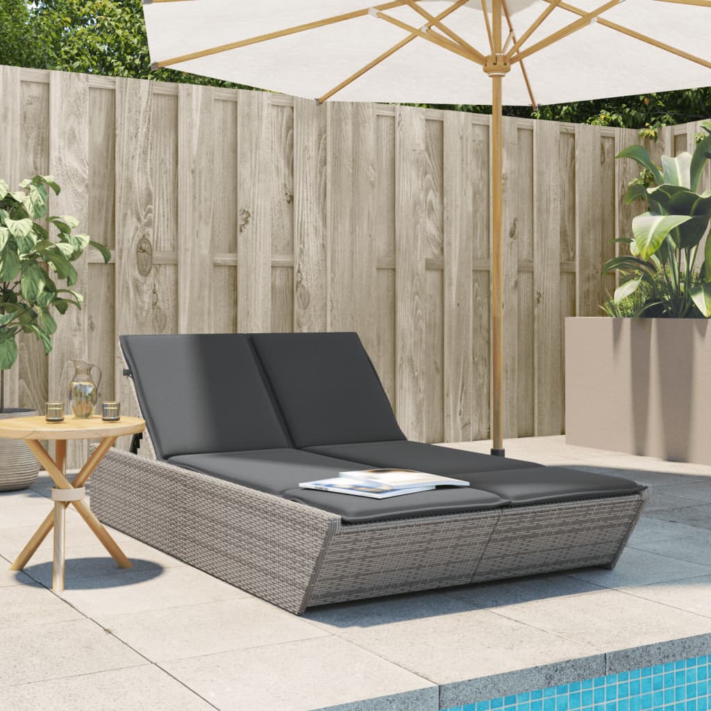 Ligbed 2-persoons met kussens poly rattan grijs is nu te koop bij PeponiXL, paradijselijk wonen!