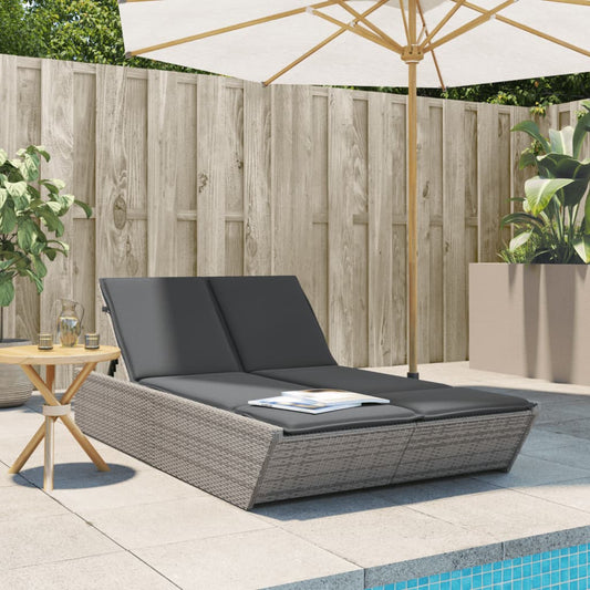 Ligbed 2-persoons met kussens poly rattan grijs is nu te koop bij PeponiXL, paradijselijk wonen!