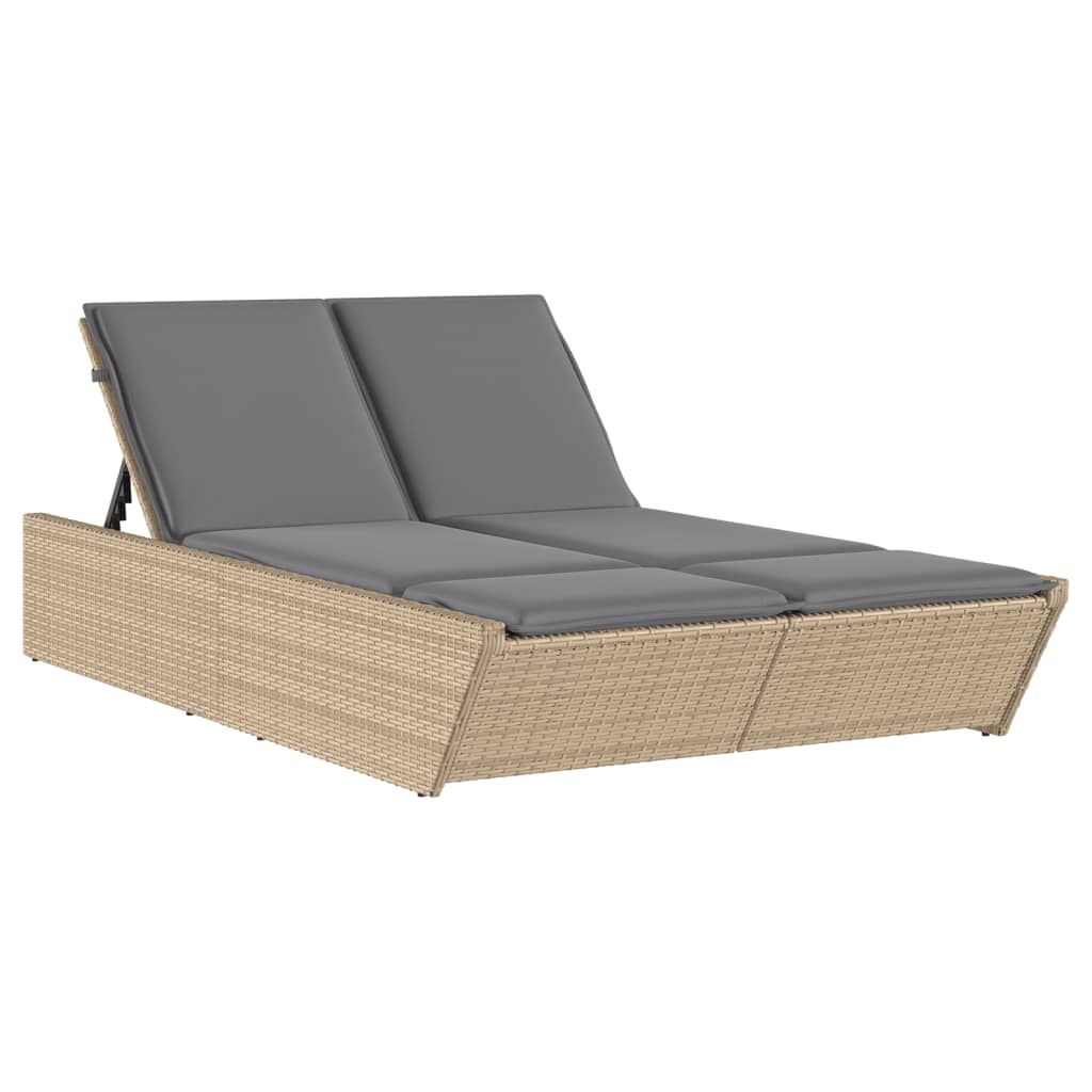 Ligbed 2-persoons met kussens poly rattan beige is nu te koop bij PeponiXL, paradijselijk wonen!