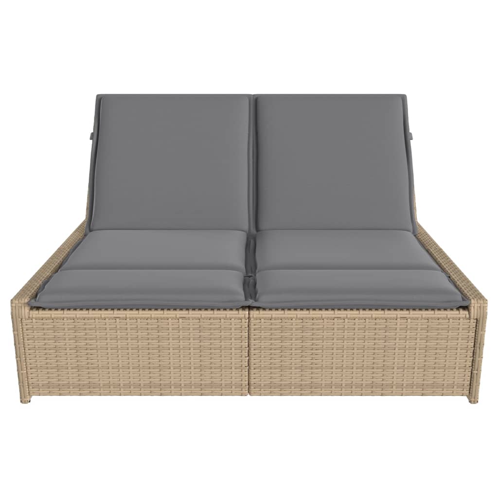 Ligbed 2-persoons met kussens poly rattan beige is nu te koop bij PeponiXL, paradijselijk wonen!