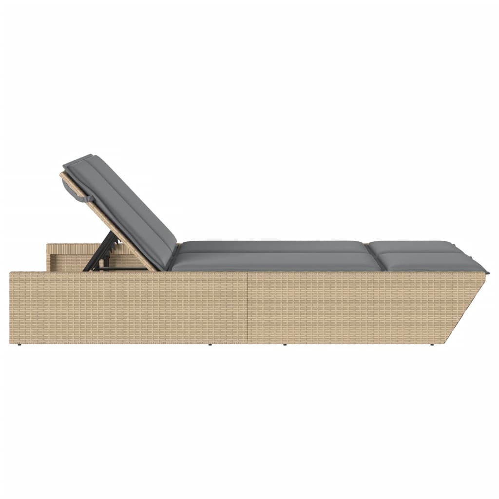 Ligbed 2-persoons met kussens poly rattan beige is nu te koop bij PeponiXL, paradijselijk wonen!