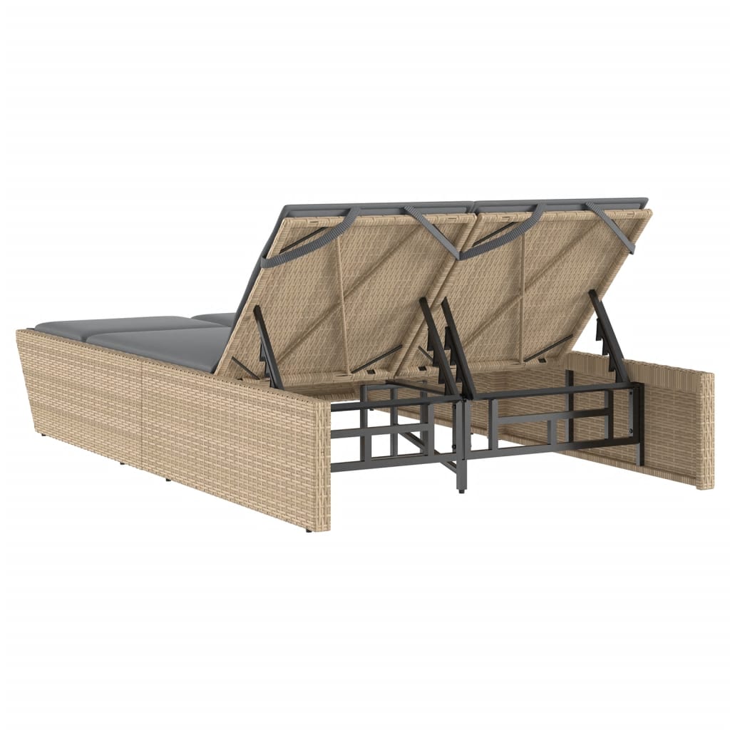 Ligbed 2-persoons met kussens poly rattan beige is nu te koop bij PeponiXL, paradijselijk wonen!