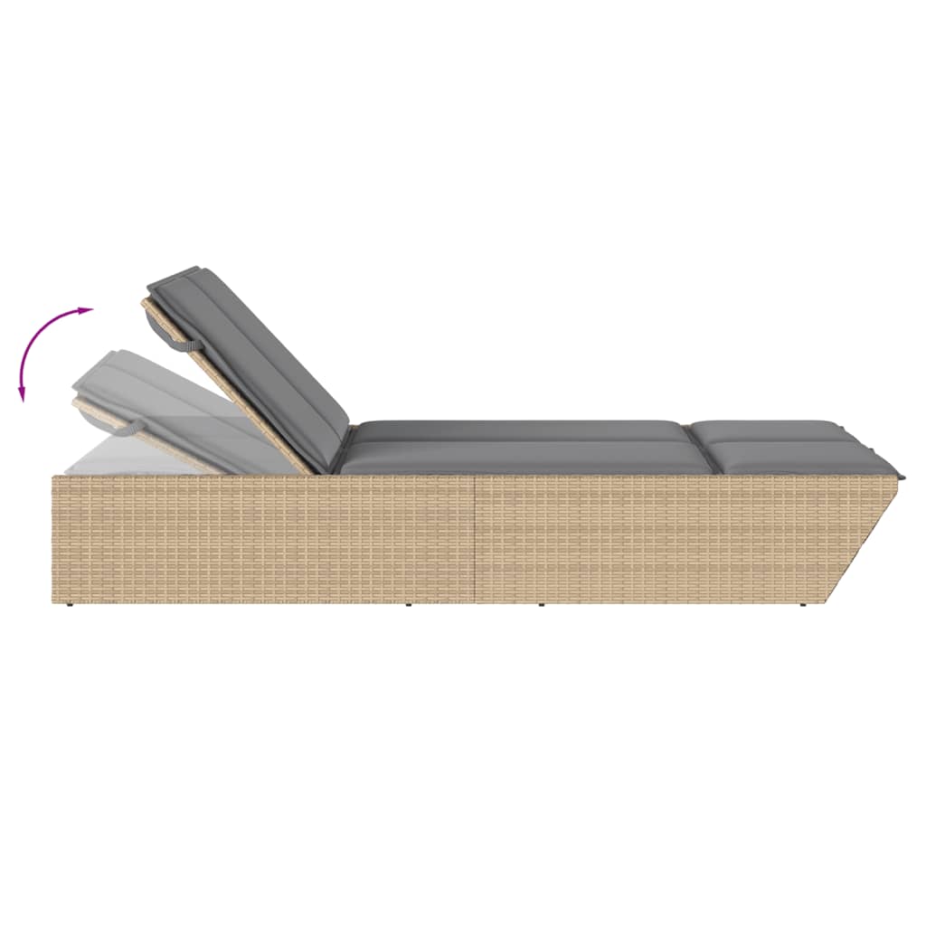 Ligbed 2-persoons met kussens poly rattan beige is nu te koop bij PeponiXL, paradijselijk wonen!