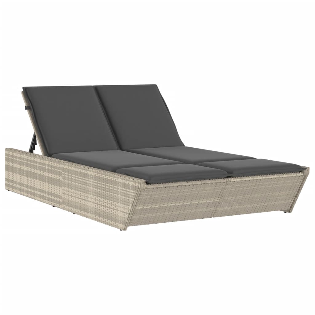 Ligbed 2-persoons met kussens poly rattan lichtgrijs is nu te koop bij PeponiXL, paradijselijk wonen!