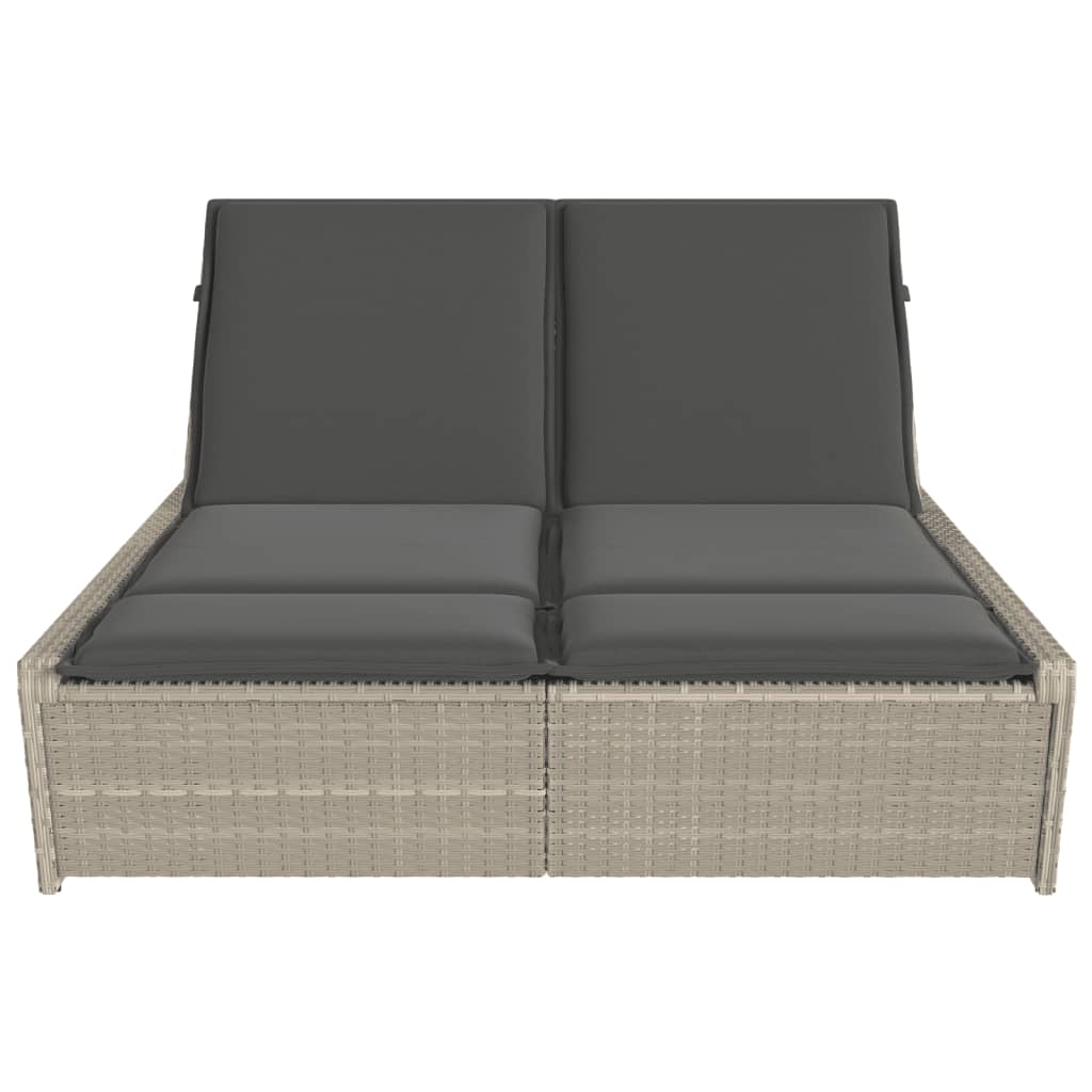 Ligbed 2-persoons met kussens poly rattan lichtgrijs is nu te koop bij PeponiXL, paradijselijk wonen!