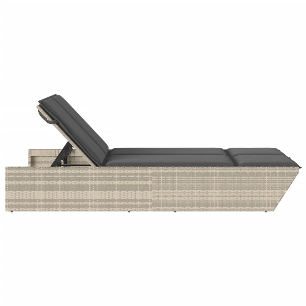 Ligbed 2-persoons met kussens poly rattan lichtgrijs is nu te koop bij PeponiXL, paradijselijk wonen!