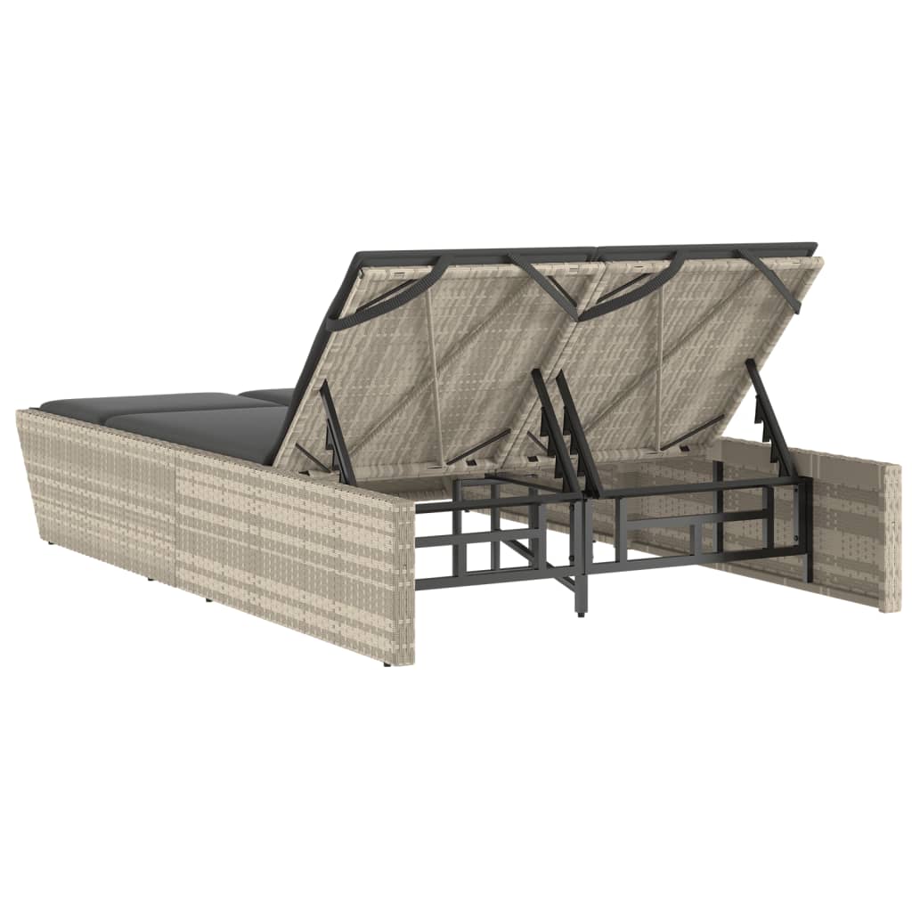 Ligbed 2-persoons met kussens poly rattan lichtgrijs is nu te koop bij PeponiXL, paradijselijk wonen!