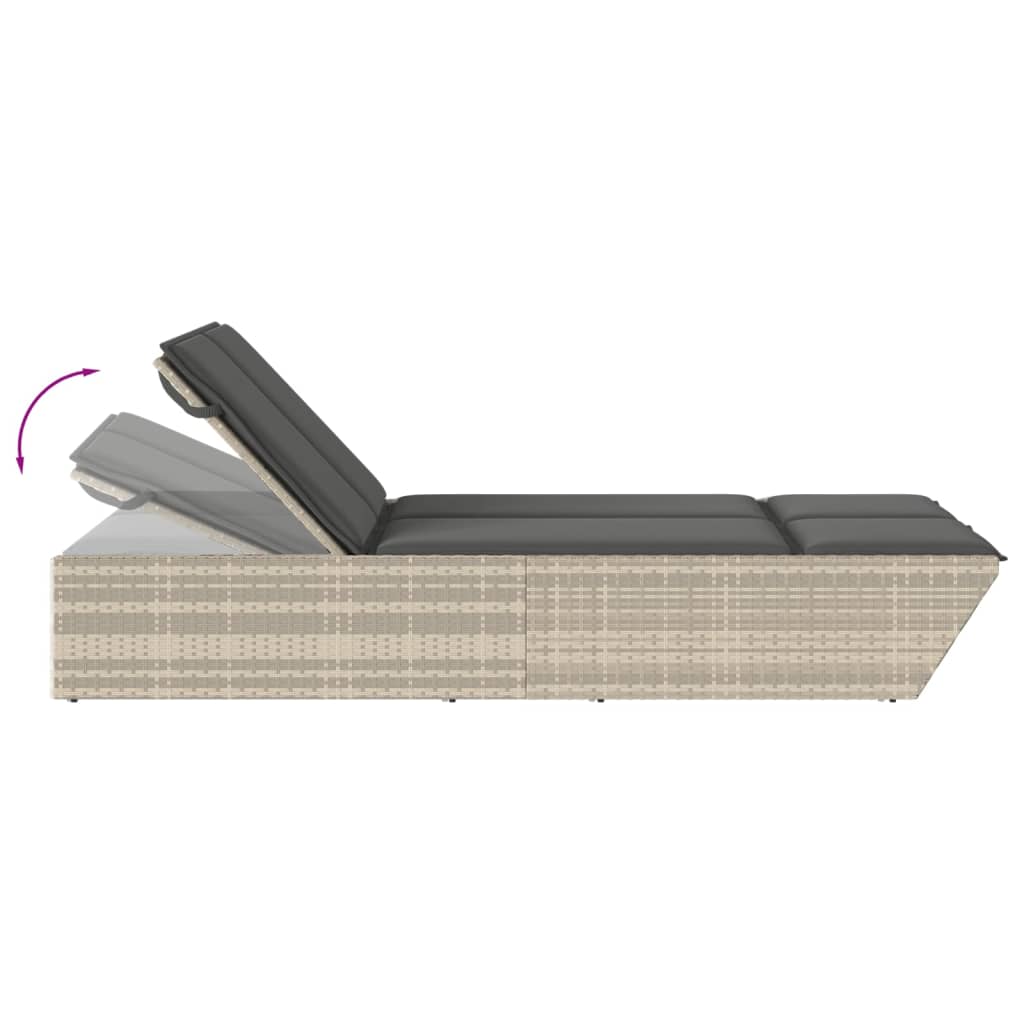 Ligbed 2-persoons met kussens poly rattan lichtgrijs is nu te koop bij PeponiXL, paradijselijk wonen!