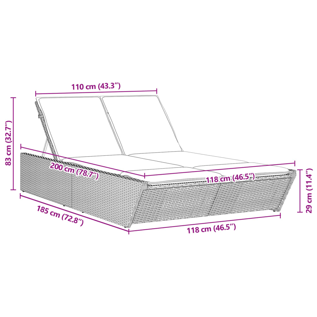 Ligbed 2-persoons met kussens poly rattan lichtgrijs is nu te koop bij PeponiXL, paradijselijk wonen!