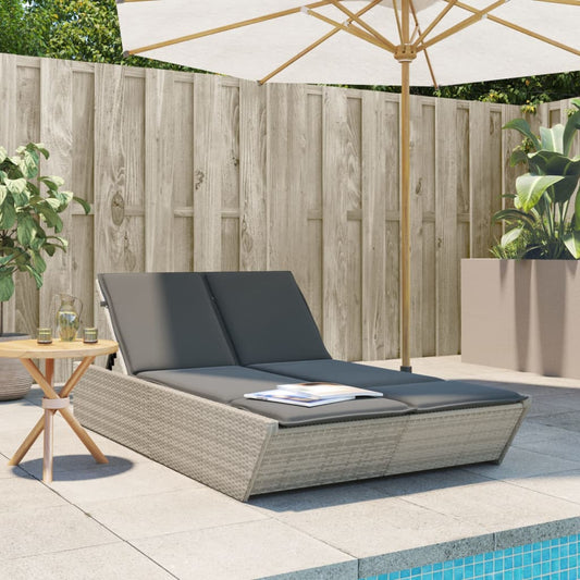 Ligbed 2-persoons met kussens poly rattan lichtgrijs is nu te koop bij PeponiXL, paradijselijk wonen!