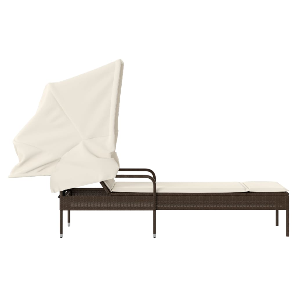 Ligbed met luifel poly rattan bruin is nu te koop bij PeponiXL, paradijselijk wonen!