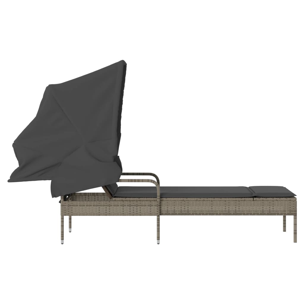 Ligbed met luifel poly rattan grijs is nu te koop bij PeponiXL, paradijselijk wonen!