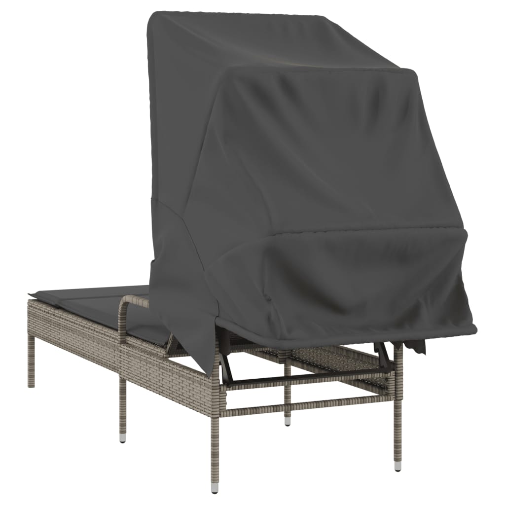 Ligbed met luifel poly rattan grijs is nu te koop bij PeponiXL, paradijselijk wonen!
