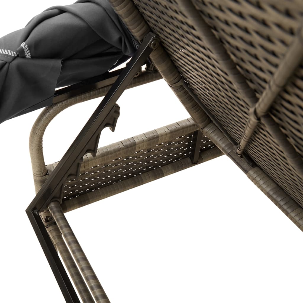 Ligbed met luifel poly rattan grijs is nu te koop bij PeponiXL, paradijselijk wonen!