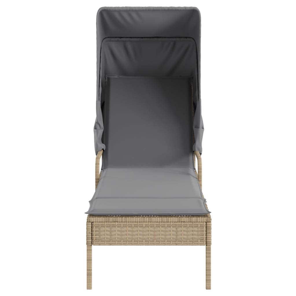 Ligbed met luifel poly rattan beige is nu te koop bij PeponiXL, paradijselijk wonen!