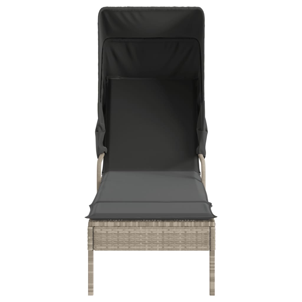 Ligbed met luifel poly rattan lichtgrijs is nu te koop bij PeponiXL, paradijselijk wonen!