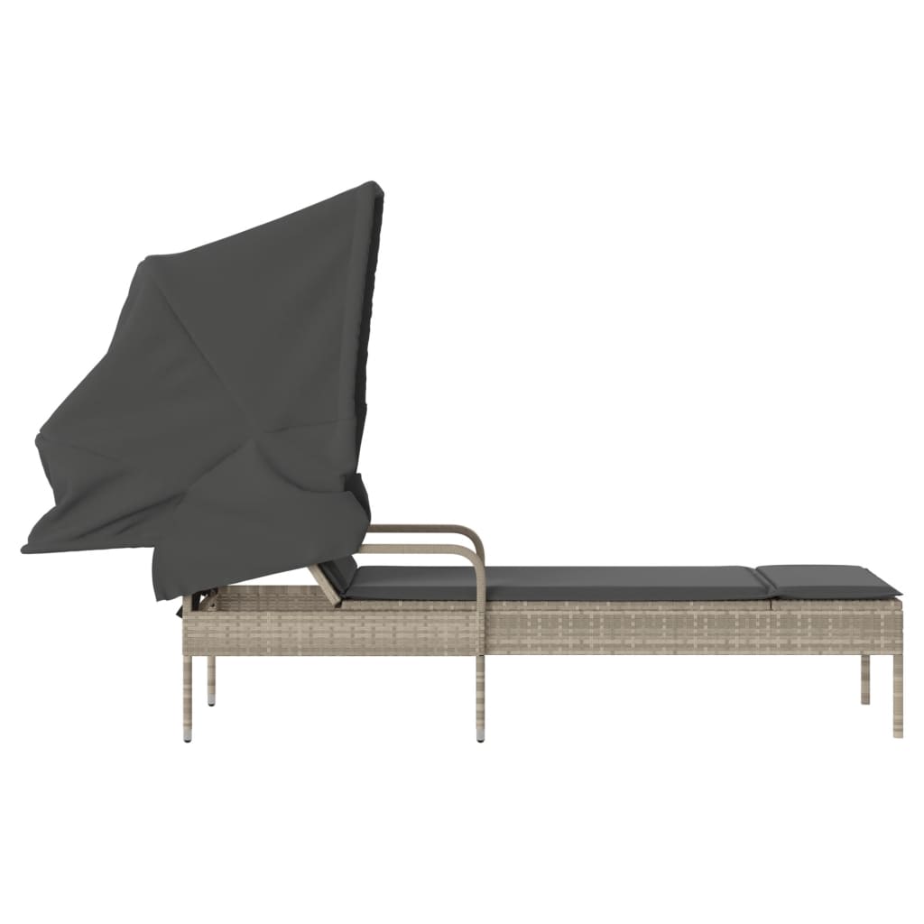 Ligbed met luifel poly rattan lichtgrijs is nu te koop bij PeponiXL, paradijselijk wonen!