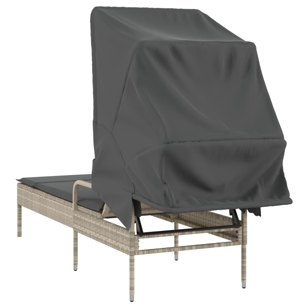 Ligbed met luifel poly rattan lichtgrijs is nu te koop bij PeponiXL, paradijselijk wonen!