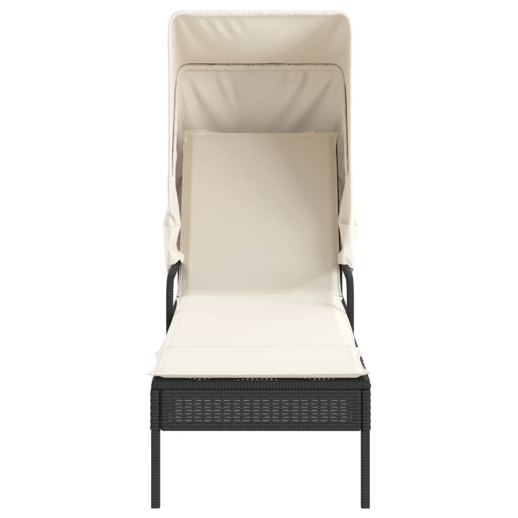 Ligbed met luifel en tafel poly rattan zwart is nu te koop bij PeponiXL, paradijselijk wonen!